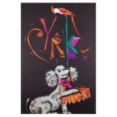 Cyrk Drumming Poodle and Parrot c1965 Polish Circus Poster, Baczewska