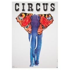 Cyrk Elephant Butterfly 1979 Polish Circus Poster, Pagowski