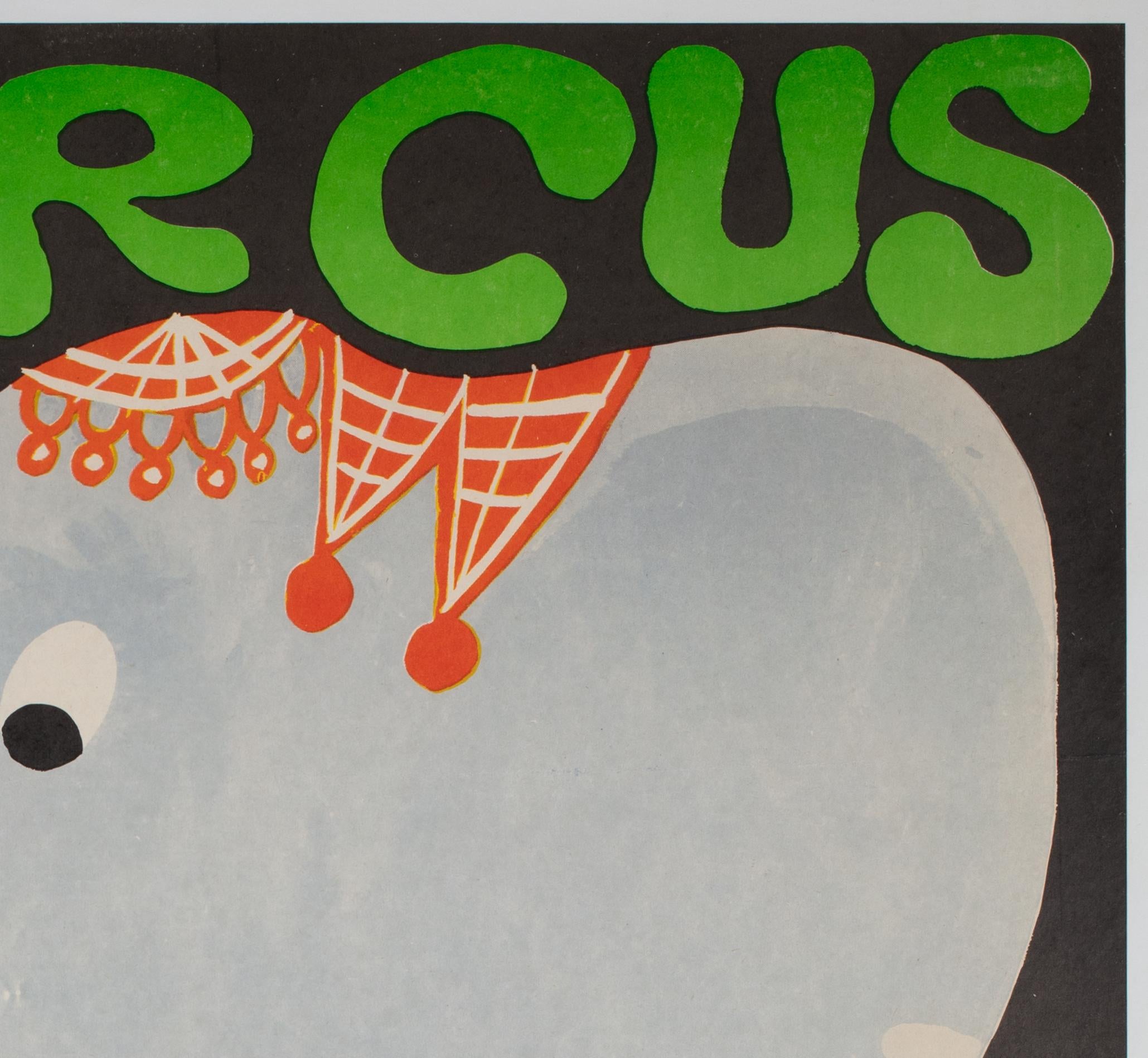20th Century Cyrk Elephant Trainer 1979 Romanian Circus Poster, Dan Cioca For Sale
