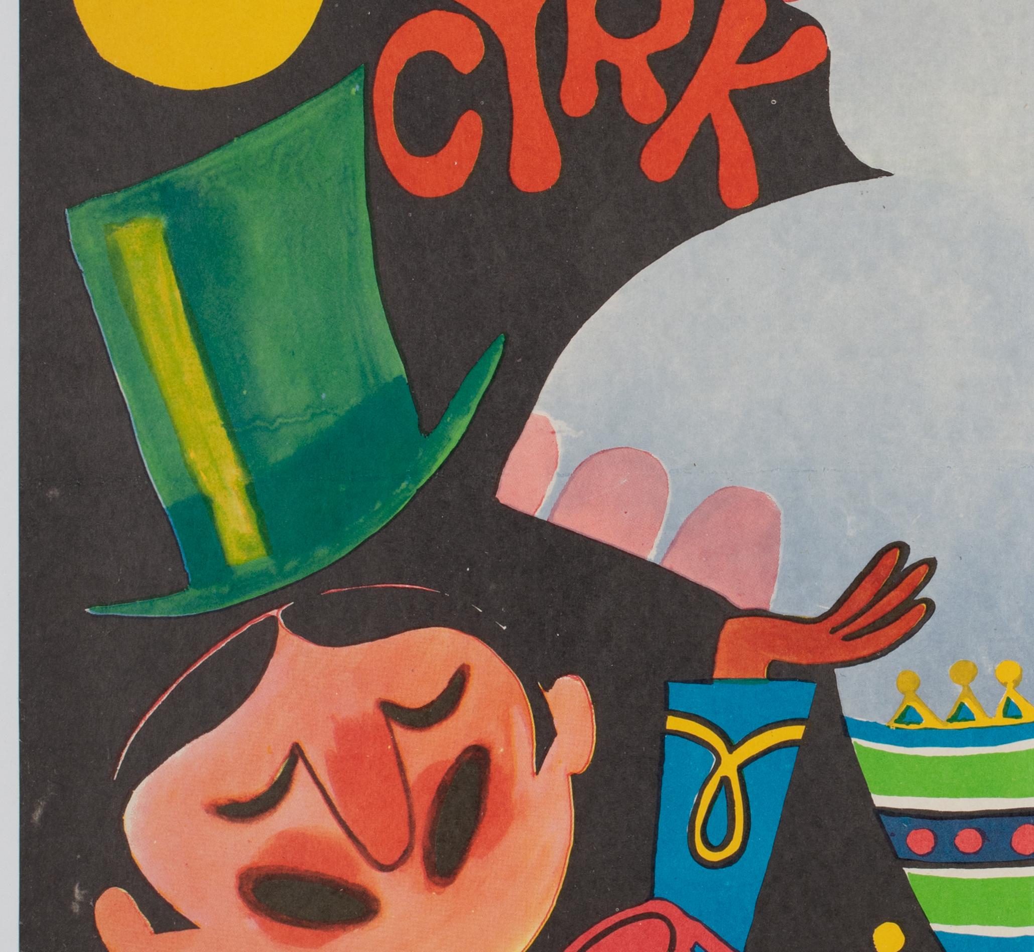 Linen Cyrk Elephant Trainer 1979 Romanian Circus Poster, Dan Cioca For Sale