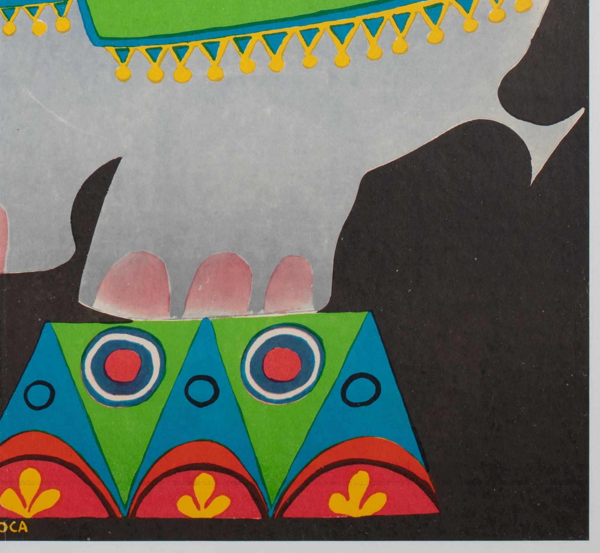 Cyrk Elephant Trainer 1979 Romanian Circus Poster, Dan Cioca For Sale 3