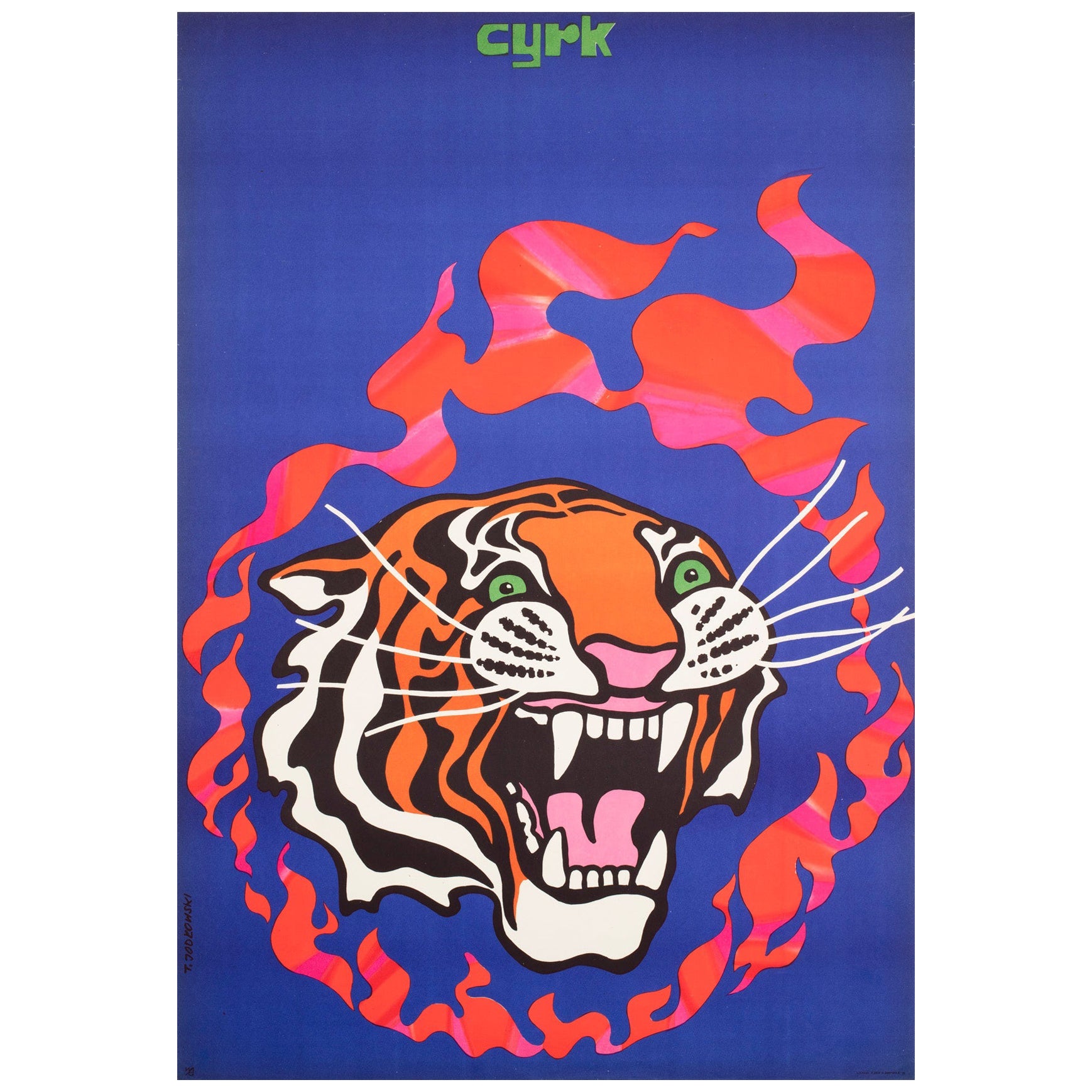 Cyrk Feuertiger 1970 Polnisches Zirkusplakat, Tadeusz Jodlowski
