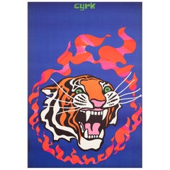 Cyrk Fire Tiger 1970 Polish Circus Poster, Tadeusz Jodlowski