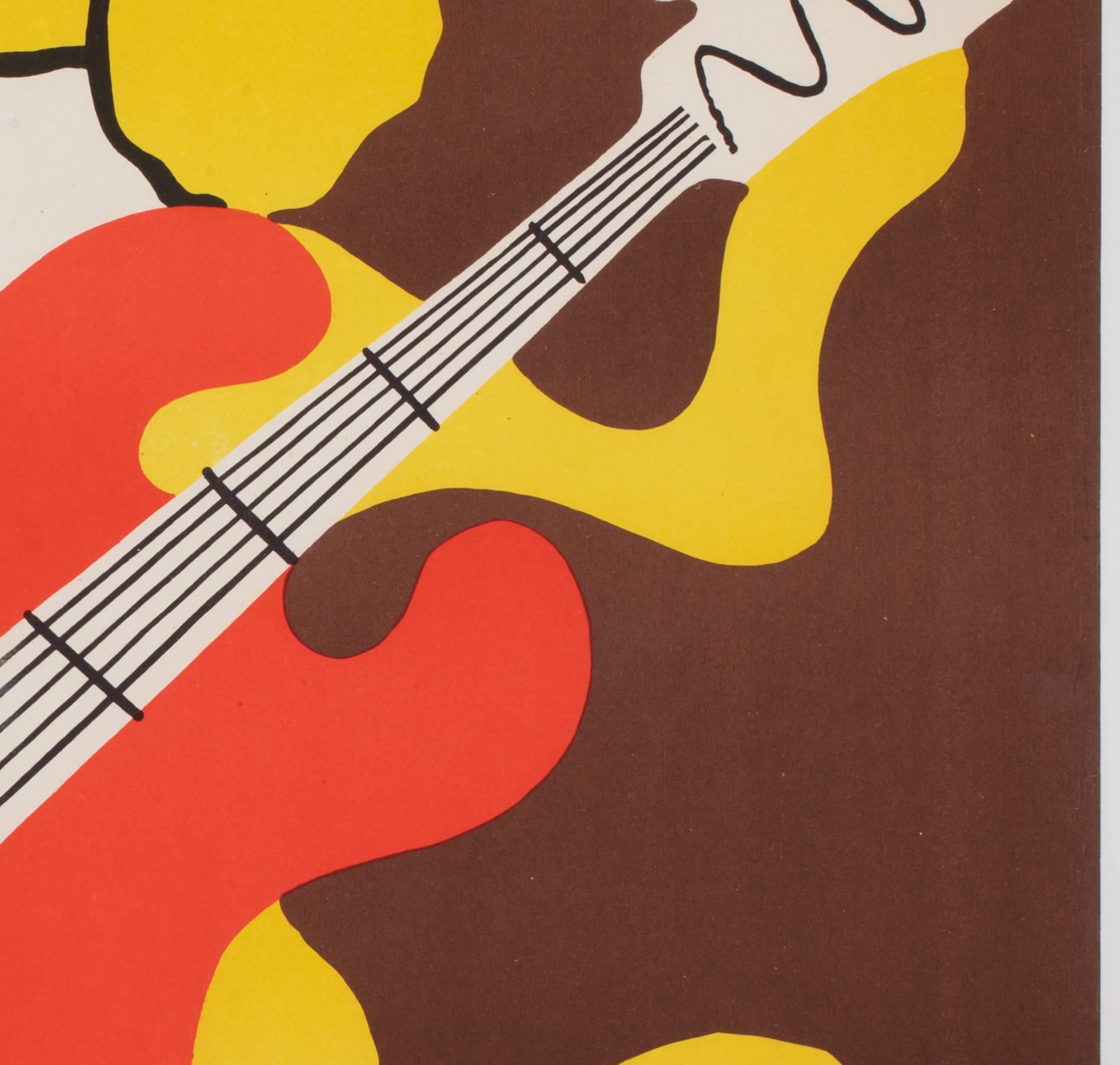 Cyrk Guitar Playing Dog 1970 Polish Circus Poster, Jerzy Treutler 1