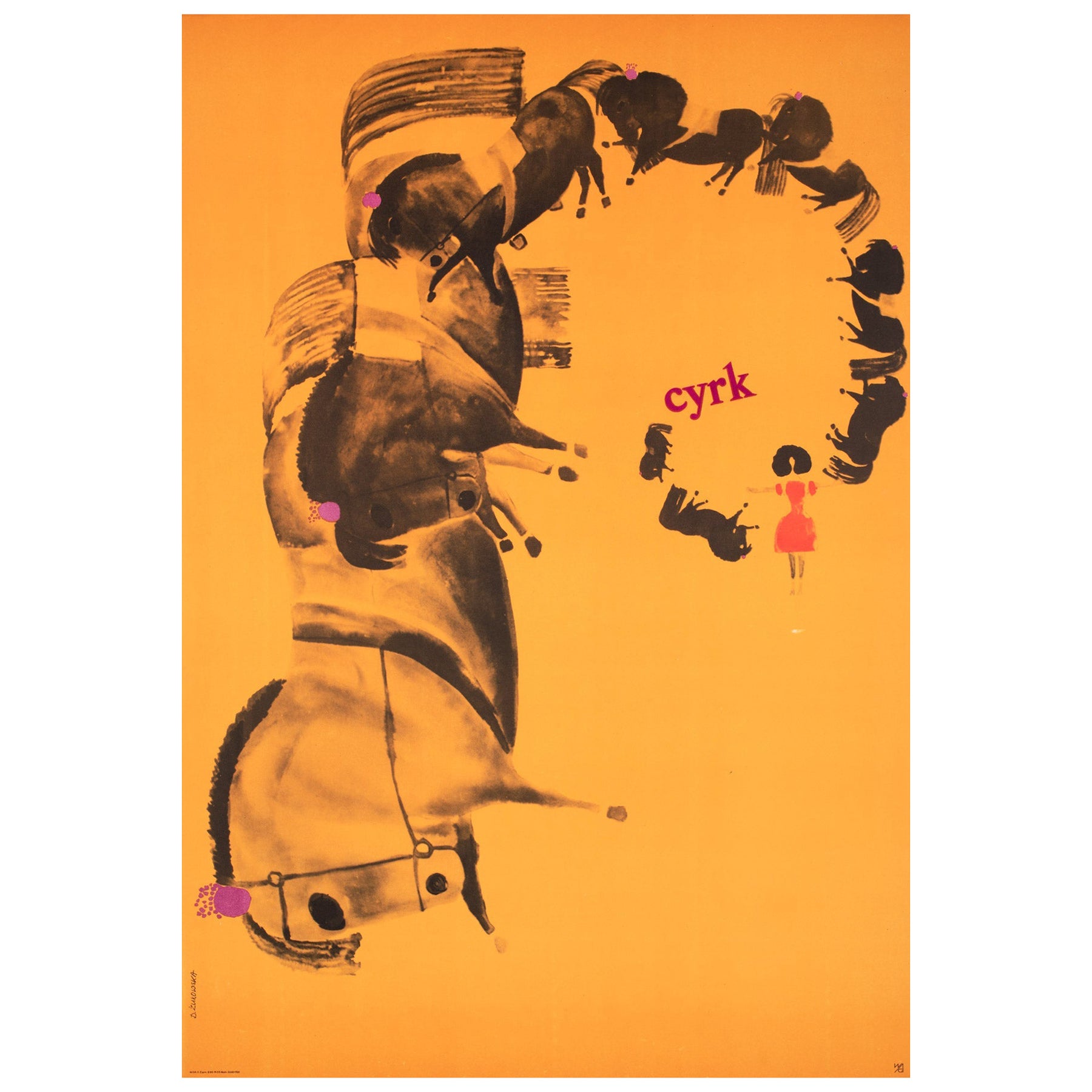 Cyrk Horse Trainer 1966 Affiche du cirque polonais, Danuta Zukowska