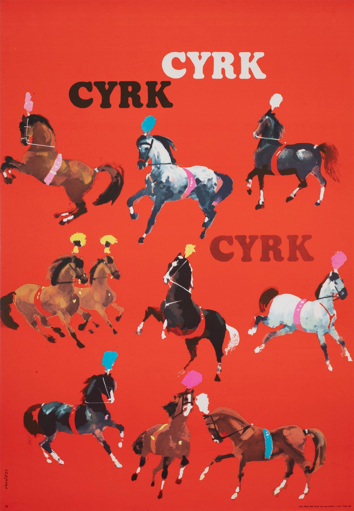 Cyrk Horses 1970 Polish Circus Poster Waldemar Swierzy