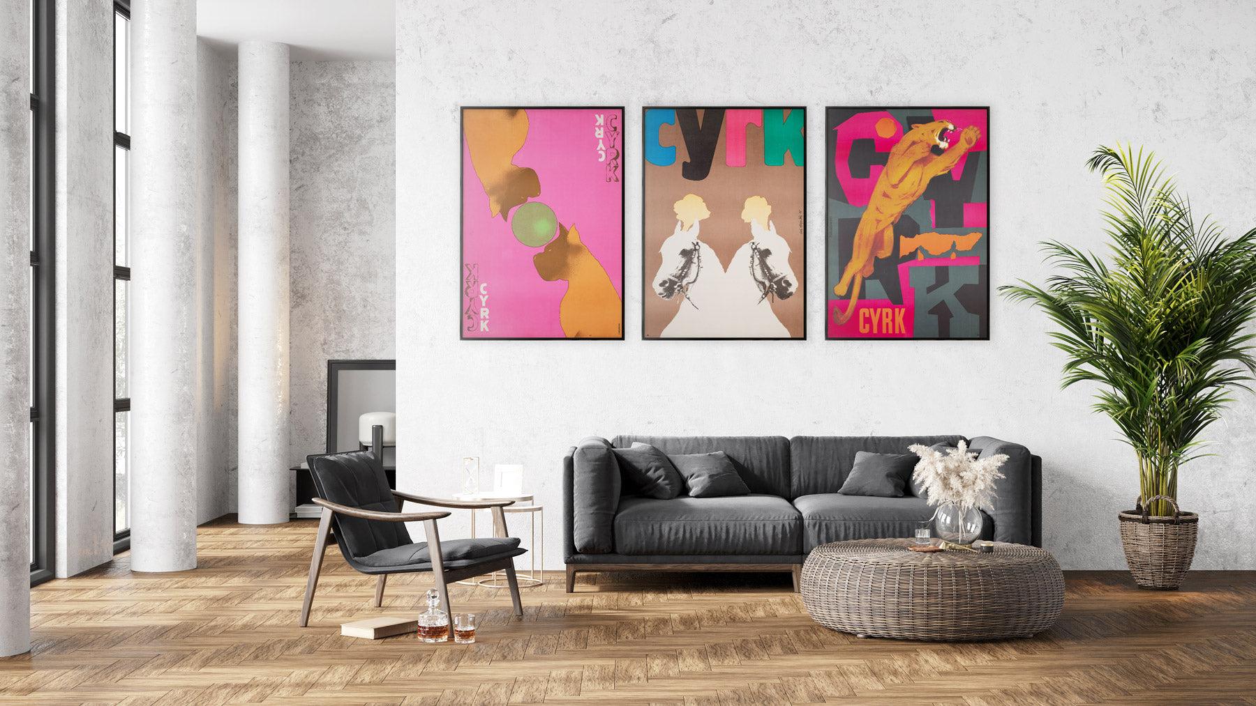 Auf geht's! Fantastisches Design im Warhol-Stil von Lech Majewski auf diesem fabelhaften originalen polnischen CYRK (Zirkus)-Plakat von 1975.

Das 