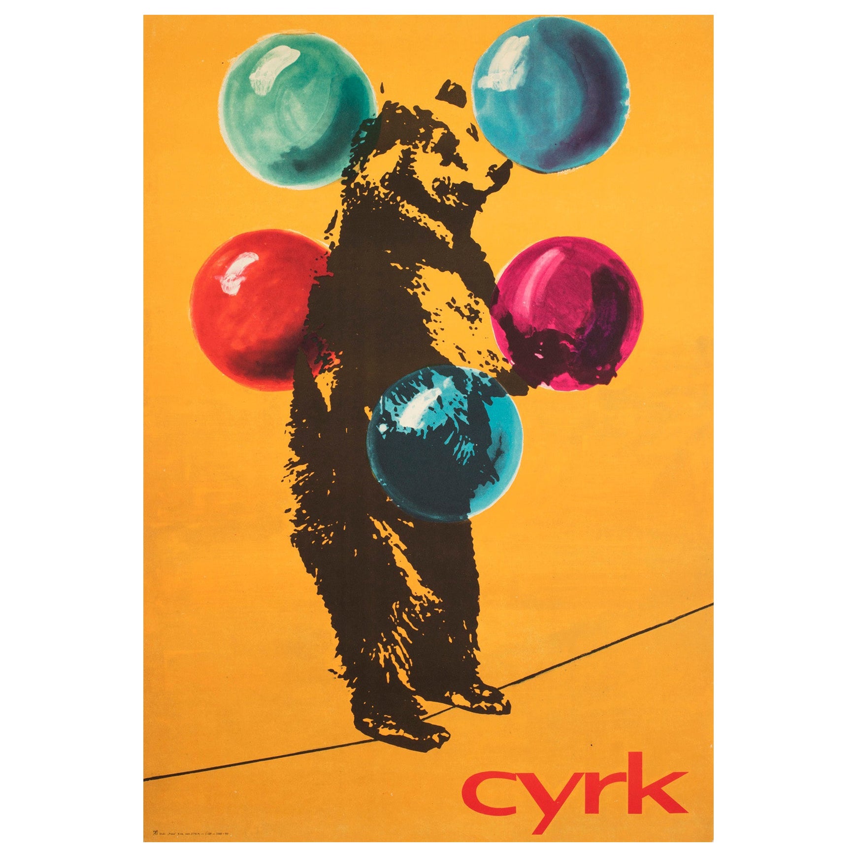 Cyrk Juggling Tightrope Bear 1971 Affiche de cirque polonais en vente