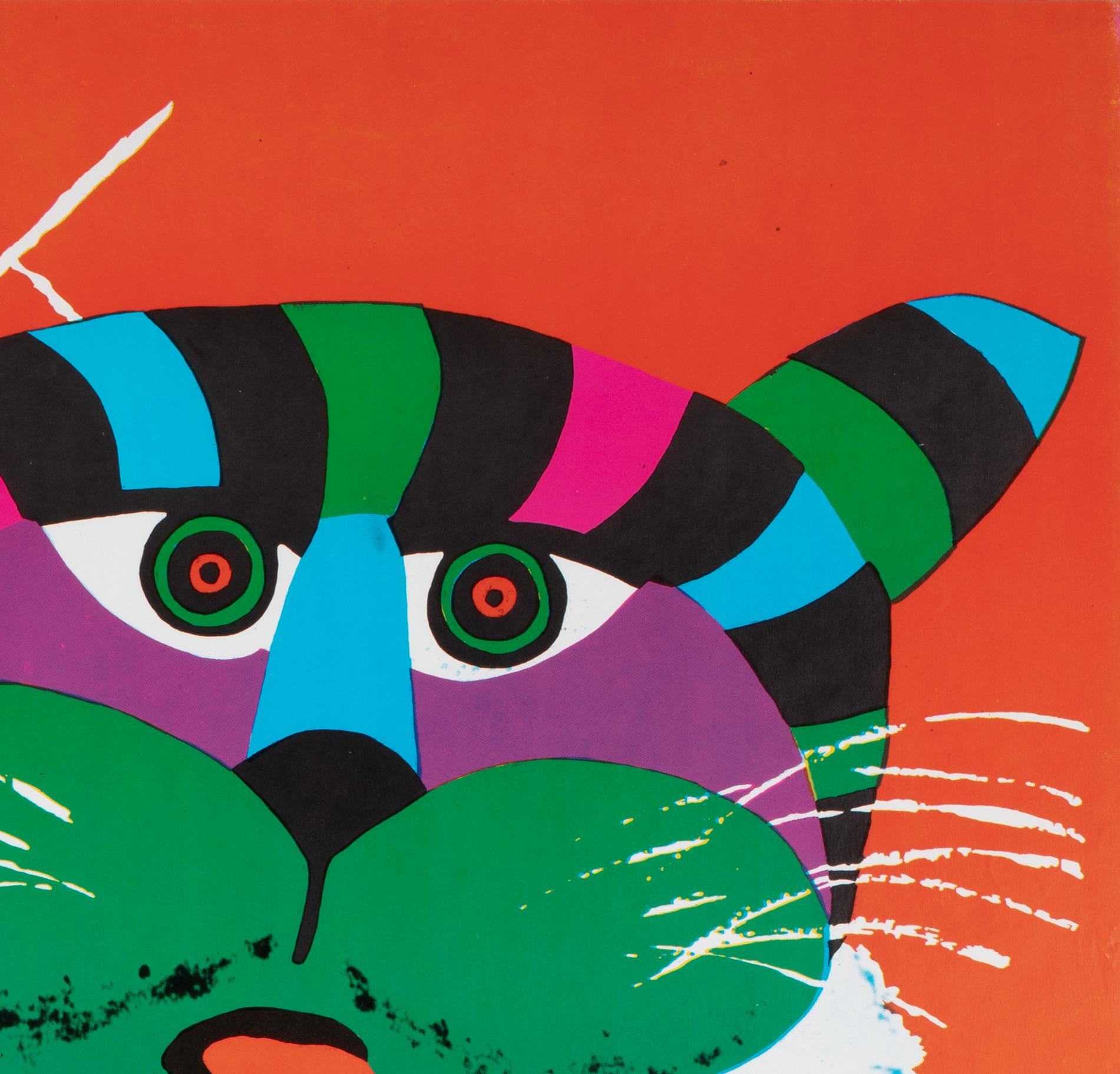 20th Century Cyrk Large Stripy Cat Tiger 1979 Polish Circus Poster, Hubert Hilscher