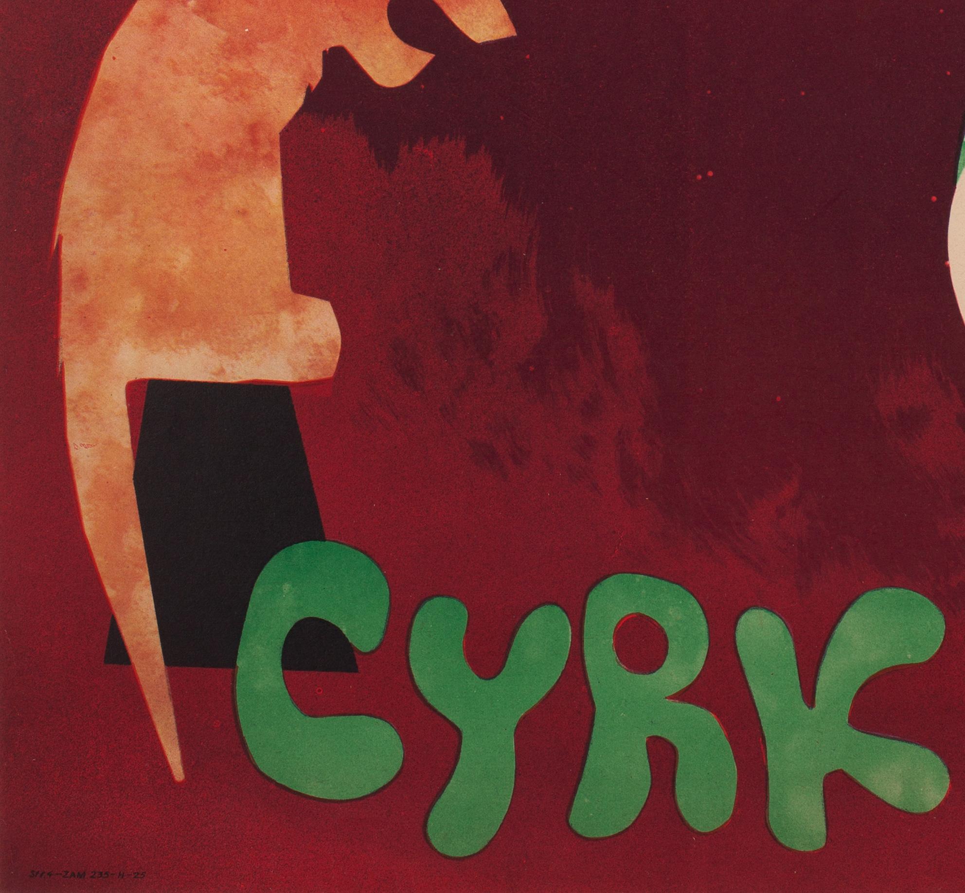 Carta CYRK Domatore di leoni 1960 Manifesto del circo polacco, Srokowski in vendita