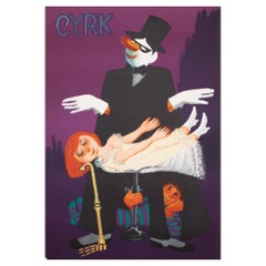 Cyrk Magician Levitatation 1975 Polish Circus Poster, Miedza-Tomaszewski
