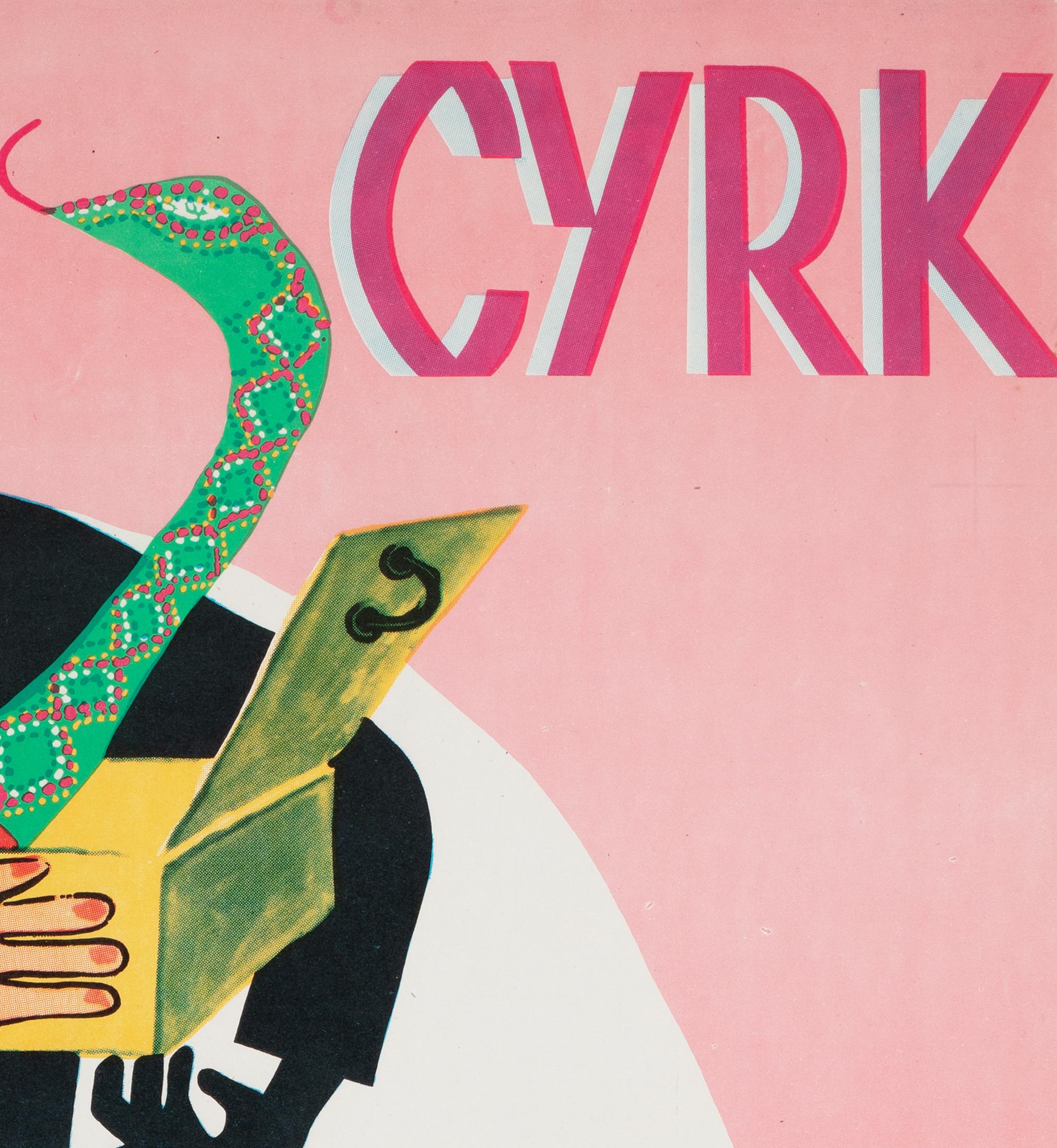 20th Century CYRK Magician Snake Charmer 1973 Polish Circus Poster, Miedza-Tomaszewski For Sale
