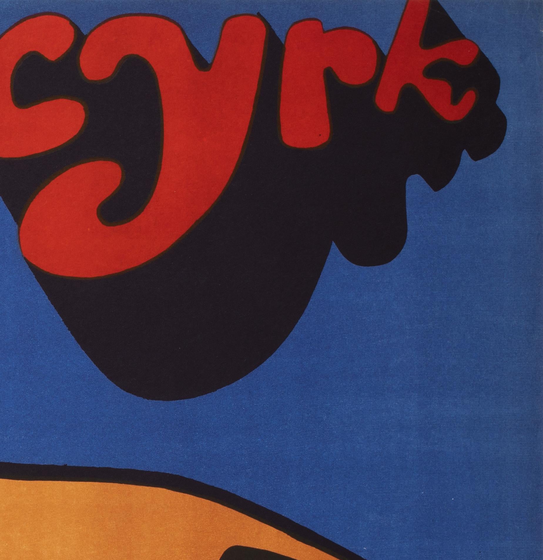 Paper Cyrk Polish Circus Poster 3 Lions 1970, Jodlowski For Sale