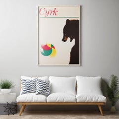 Cyrk Polish Circus Poster Bear with Ball 1965, Holdanowicz