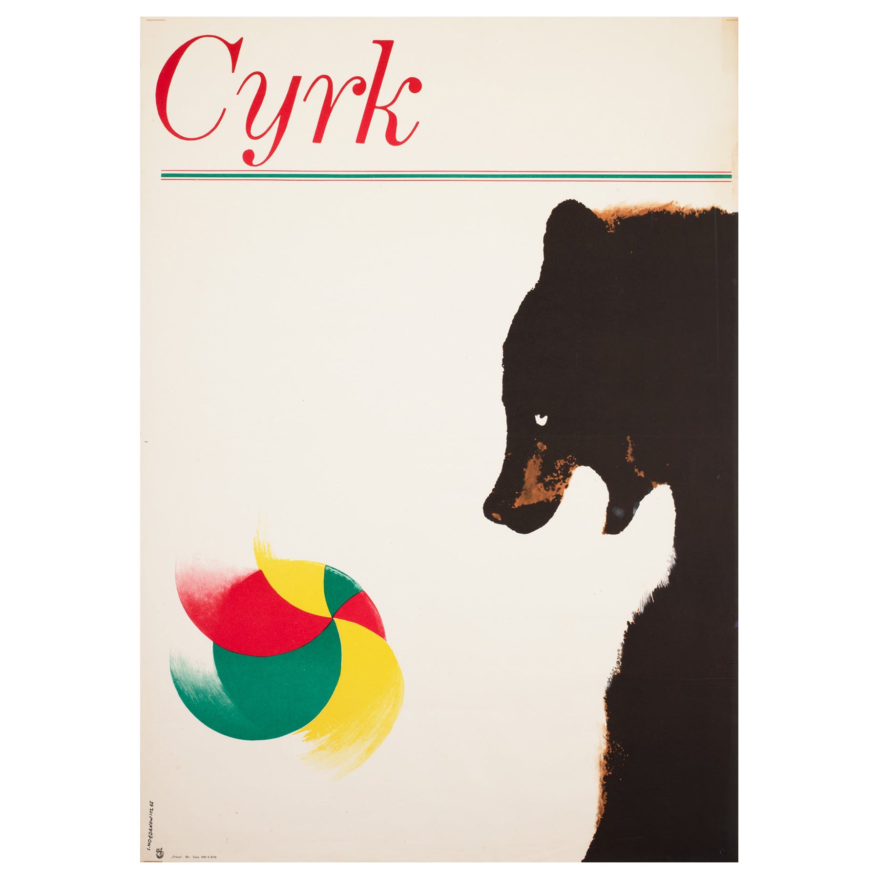 Holdanowicz, Cyrk, polnisches Zirkusposter, Bär mit Ball, 1965