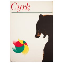 Cyrk Polish Circus Poster Bear with Ball 1965, Holdanowicz
