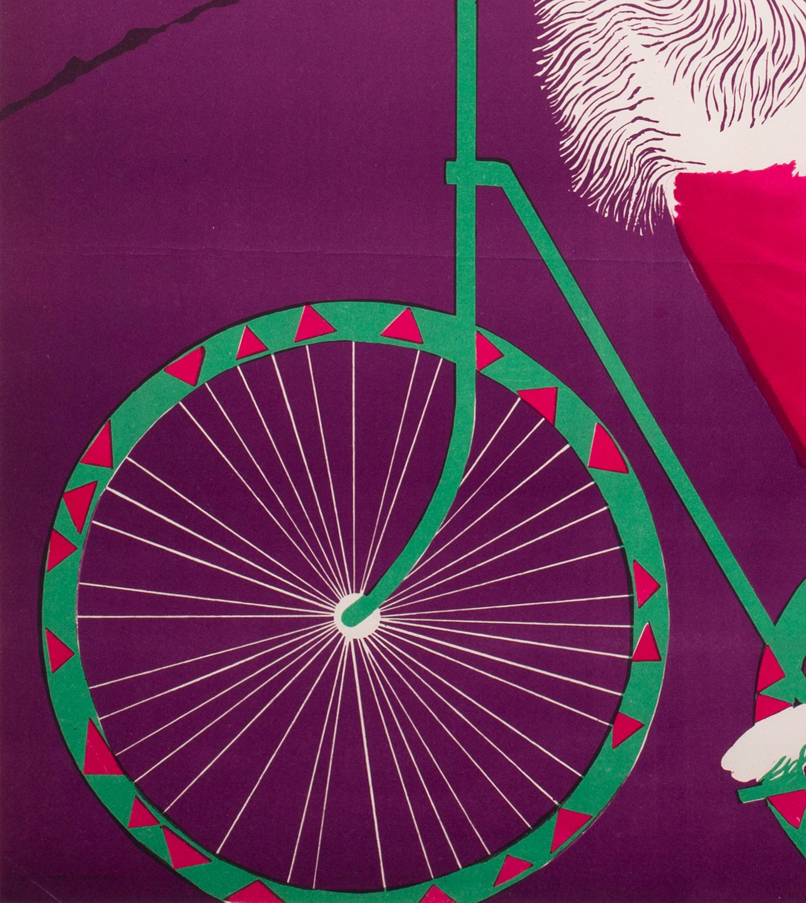 20th Century Cyrk Samoyed Dog Cycling 1965 Polish Circus Poster, Gustaw Majewski
