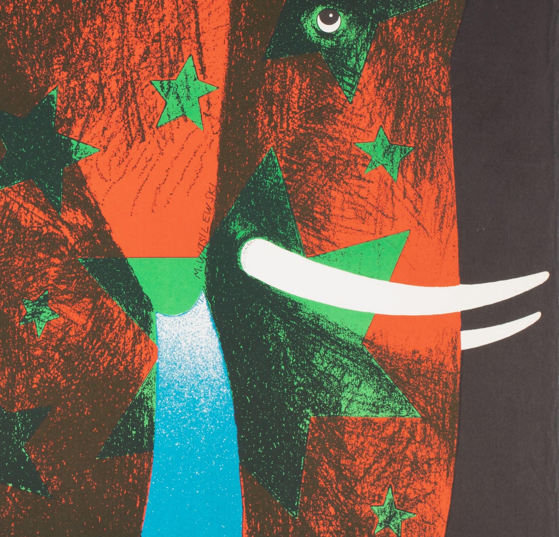 Cyrk Star Elephant 1974 Affiche de cirque polonais, Mieczyslaw Wasilewski en vente 2