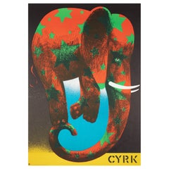 Cyrk Star Elephant 1974 Polish Circus Poster, Mieczyslaw Wasilewski