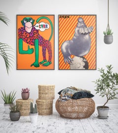 Cyrk Talking Monkey 1973 Polish Circus Poster, Hilscher