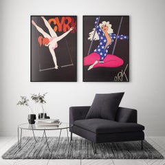 Cyrk Trapeze Girl Acrobat 1975 Polish Circus Poster, Witold Janowski