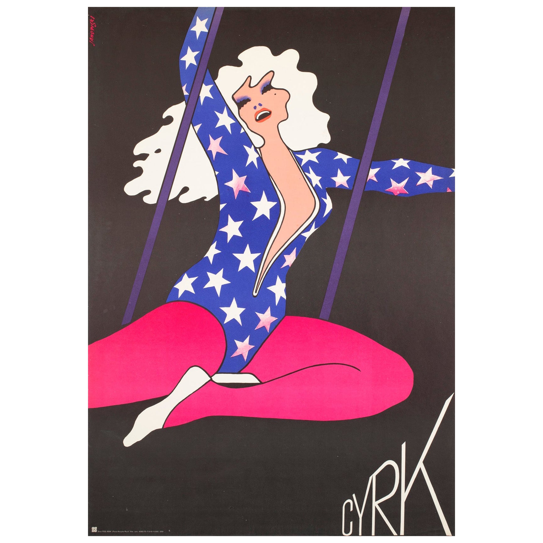 Cyrk Trapez Mädchen Akrobat 1975 Polnischer Zirkus Poster, Witold Janowski