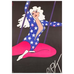 Cyrk Trapeze Girl Acrobat 1975 Polish Circus Poster, Witold Janowski