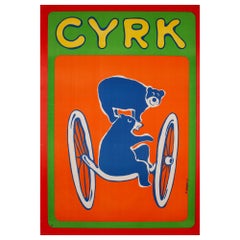 Vintage Cyrk Traveling Bears 1970 Polish Circus Poster, Horodecki