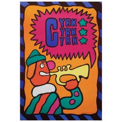 Cyrk Trumpet Clown 1969 Manifesto del circo B1 polacco, Jan Mlodozeniec
