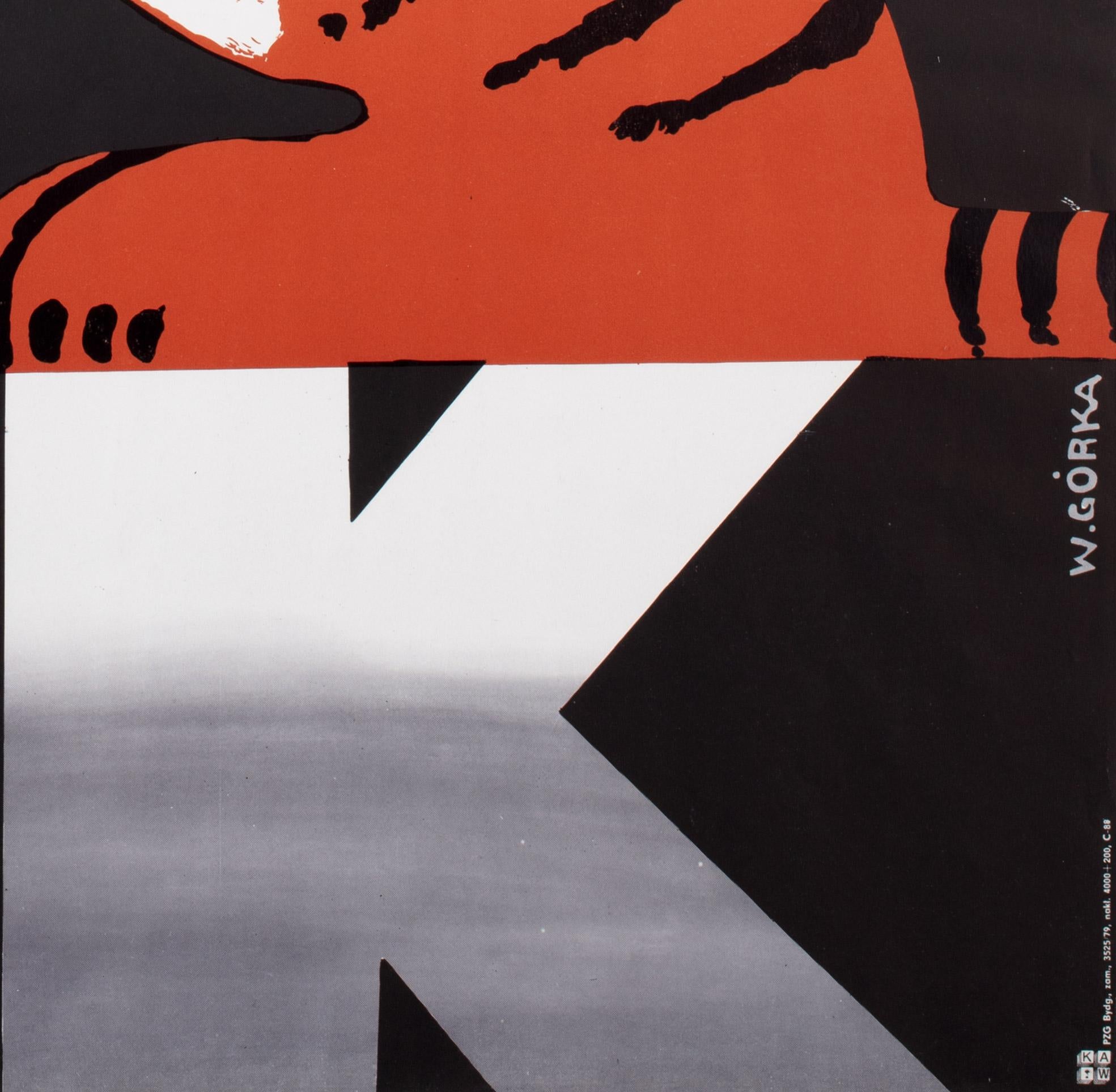 Cyrk Two Growling Tigers R1979 Polish Circus Poster, Wiktor Gorka For Sale 2