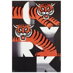 Cyrk Two Growling Tigers R1979 Polish Circus Poster, Wiktor Gorka