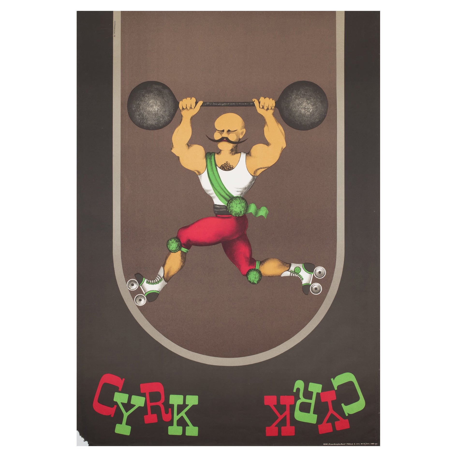 „CYRK WEIGHT LIFTING SKATER“ Original- Zirkusplakat, Jan KOTARBINSKI 1974 im Angebot