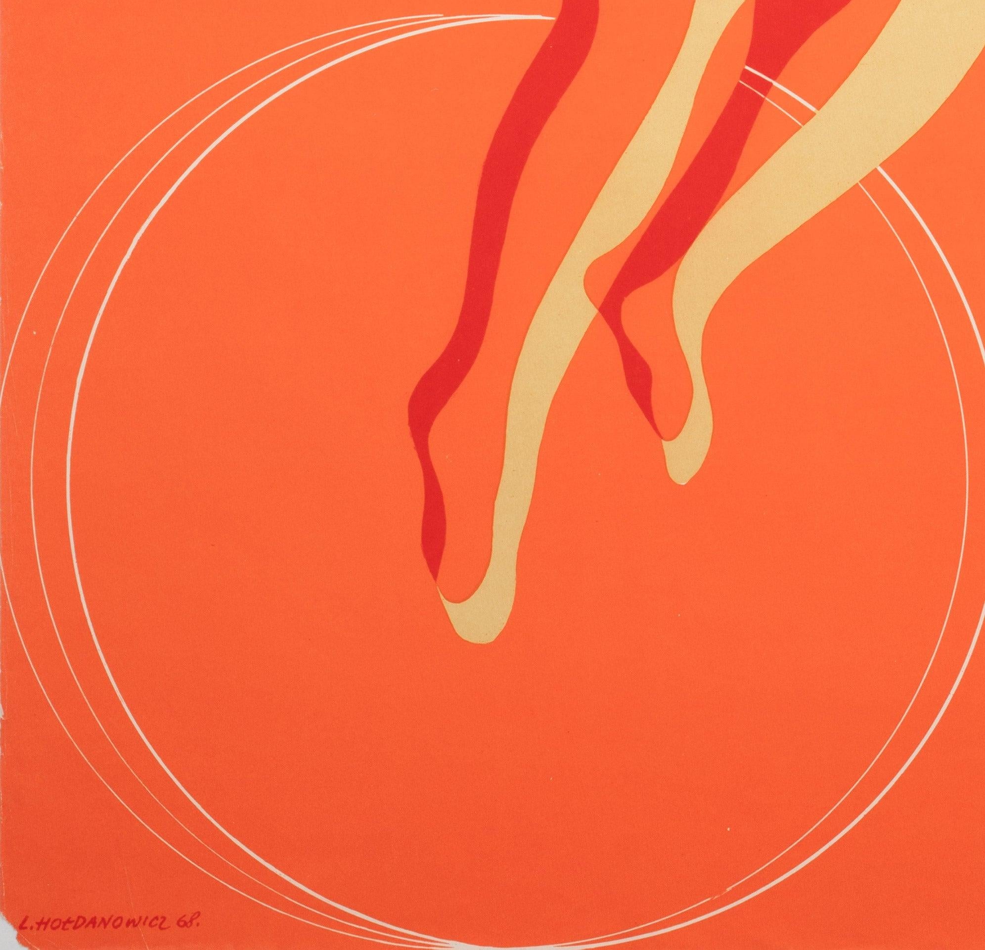 Cyrk Frau in Silhouette auf Ball 1968 Polnisches Zirkusplakat, Holdanowicz im Angebot 2