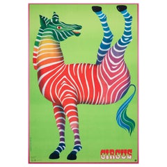 Vintage Cyrk Zebra Acrobat 1979 Polish Circus Poster, Hilscher