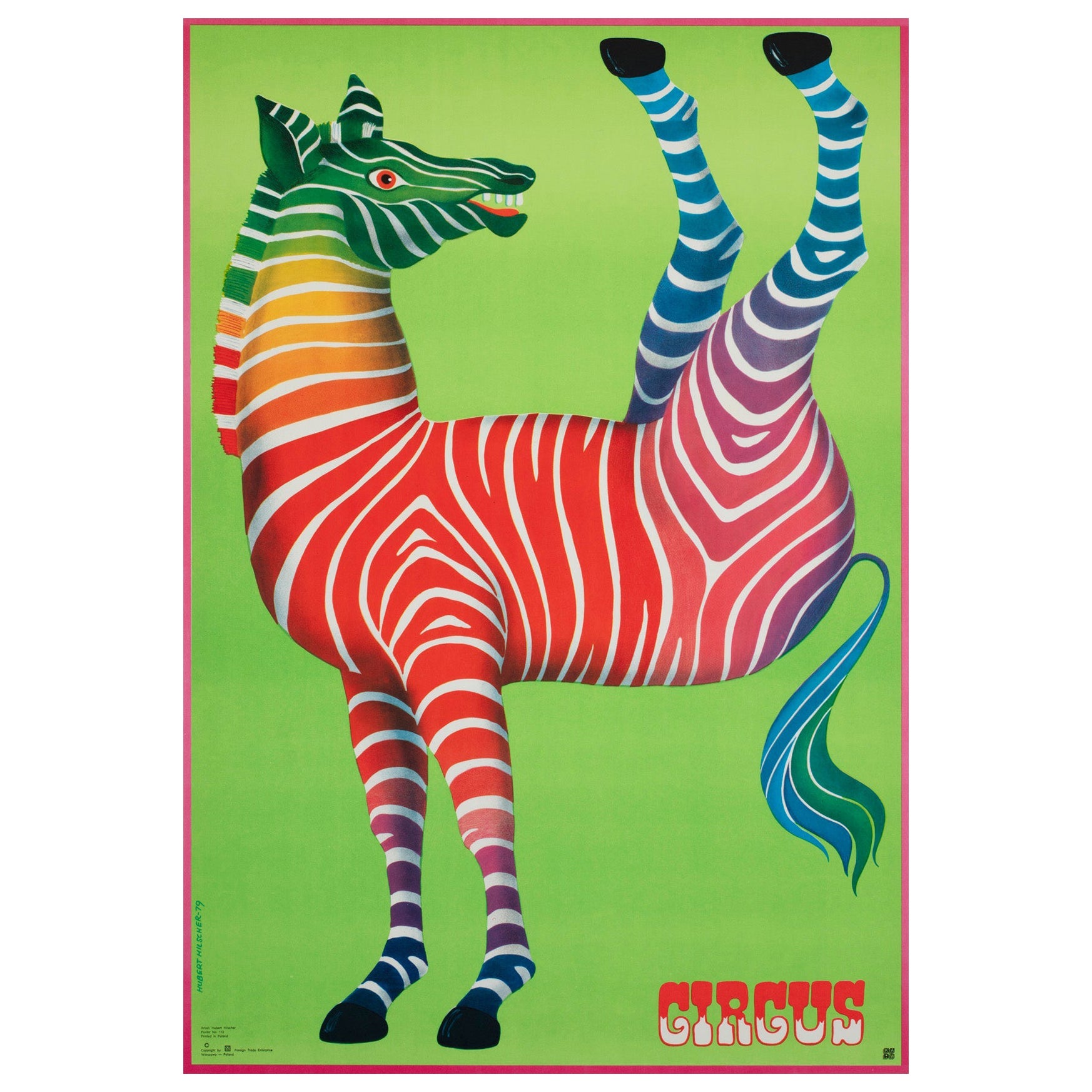 Cyrk Zebra Akrobat 1979 Polnisches Zirkusplakat, Hubert Hilscher