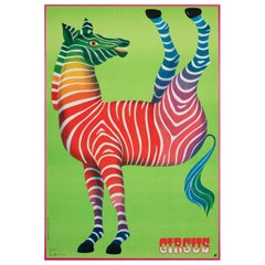 Cyrk Zebra Acrobat 1979 Polish Circus Poster, Hubert Hilscher