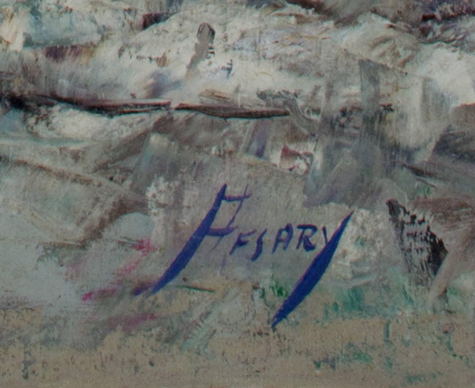 Figura Militar Retrato Pintura al Óleo Irán Impresionista Expresivo Negrita Firmado - Painting de Cyrus Afsary
