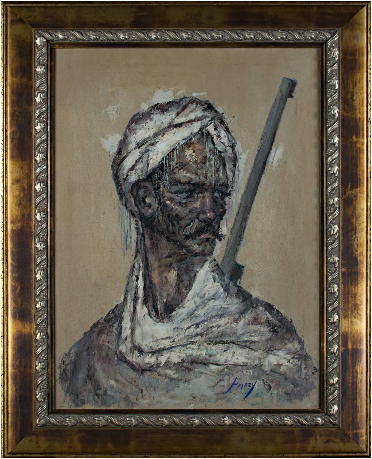 Military Figure Portrait Oil Painting Iran Impressionist Expressive Bold Signed For Sale 2