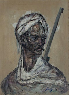 Military Figure Portrait Oil Painting Iran Impressionist Expressive Bold Signed