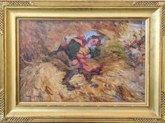 "Sleeping in the Hay, " Cyrus Cuneo, California Impressionism, Children Genre