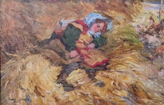 "Sleeping in the Hay," Cyrus Cuneo, California Impressionism, Children Genre