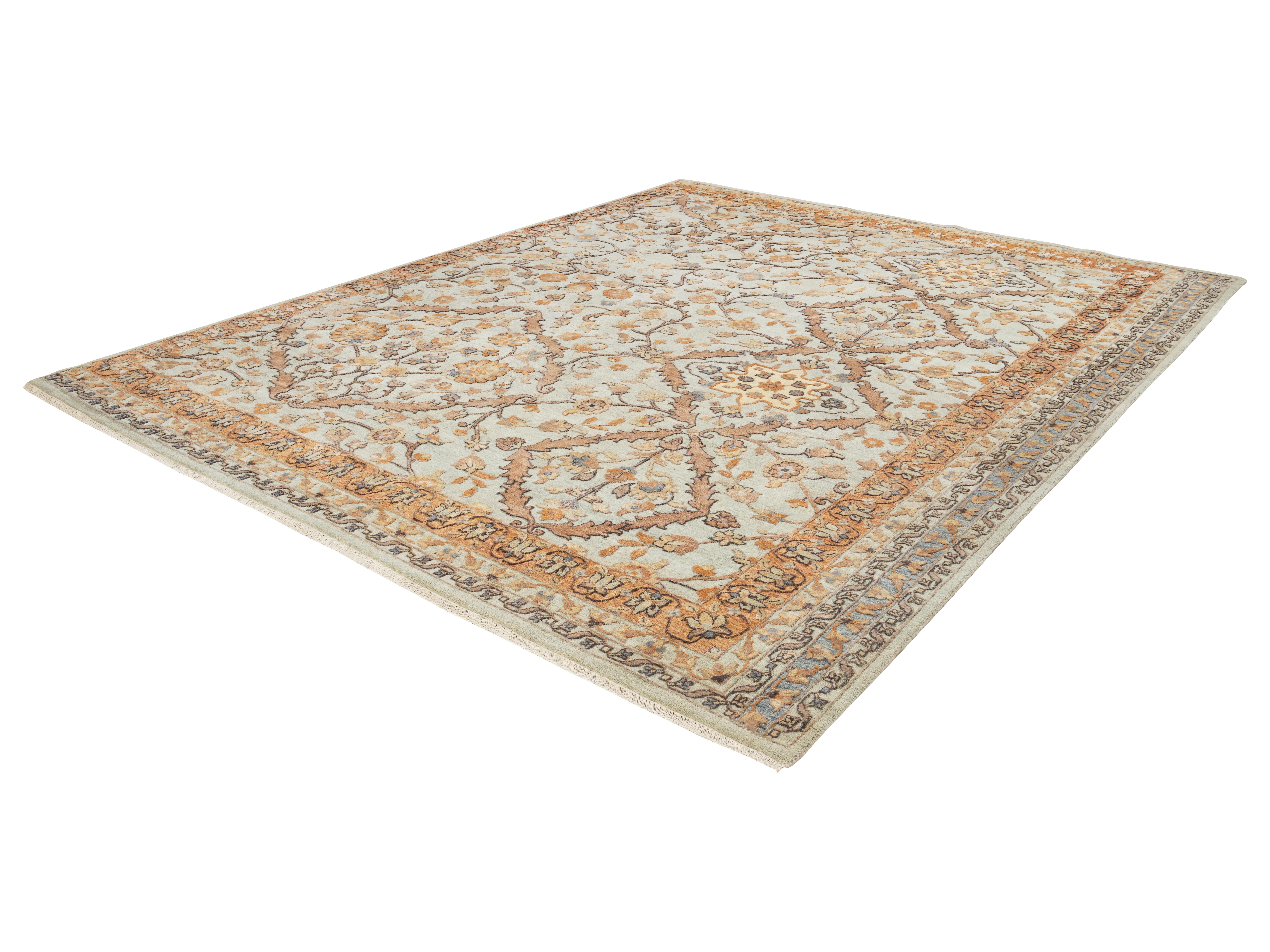 Contemporary Cyrus Dream Hand Knotted Persian Rug in Wool and Botanical Silk by Hands For Sale
