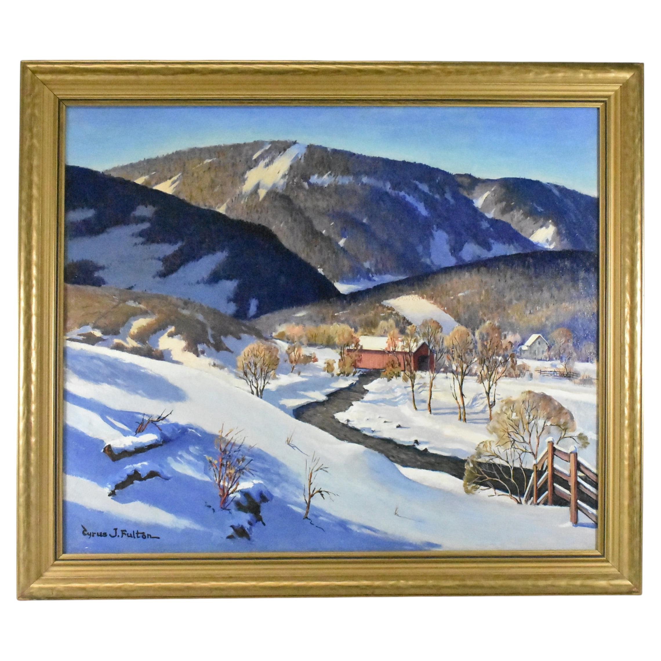 Cyrus J. Fulton Oregon Mountain Landscape Oil Painting on Canvas For Sale