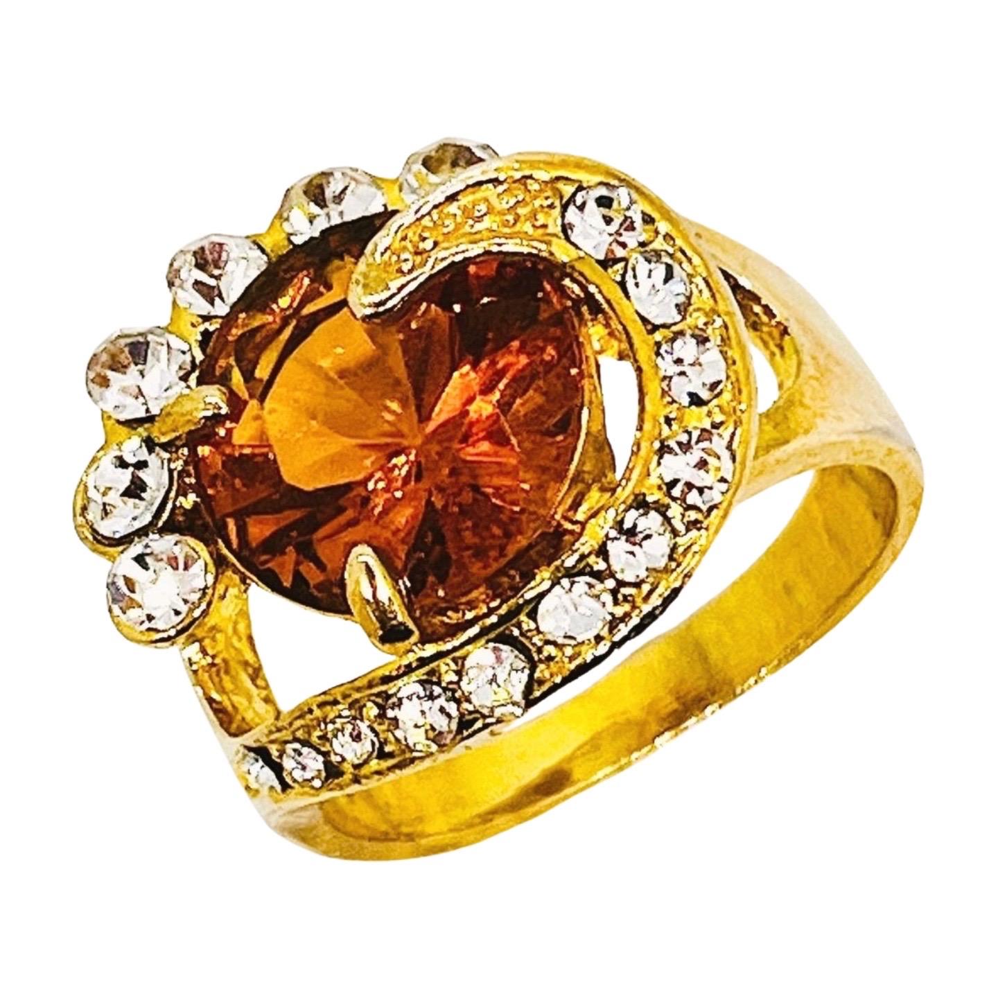 CZ und Citrin Honig Glas Aussage Ring, himmlischen Design, Größe 10,25 im Angebot 4