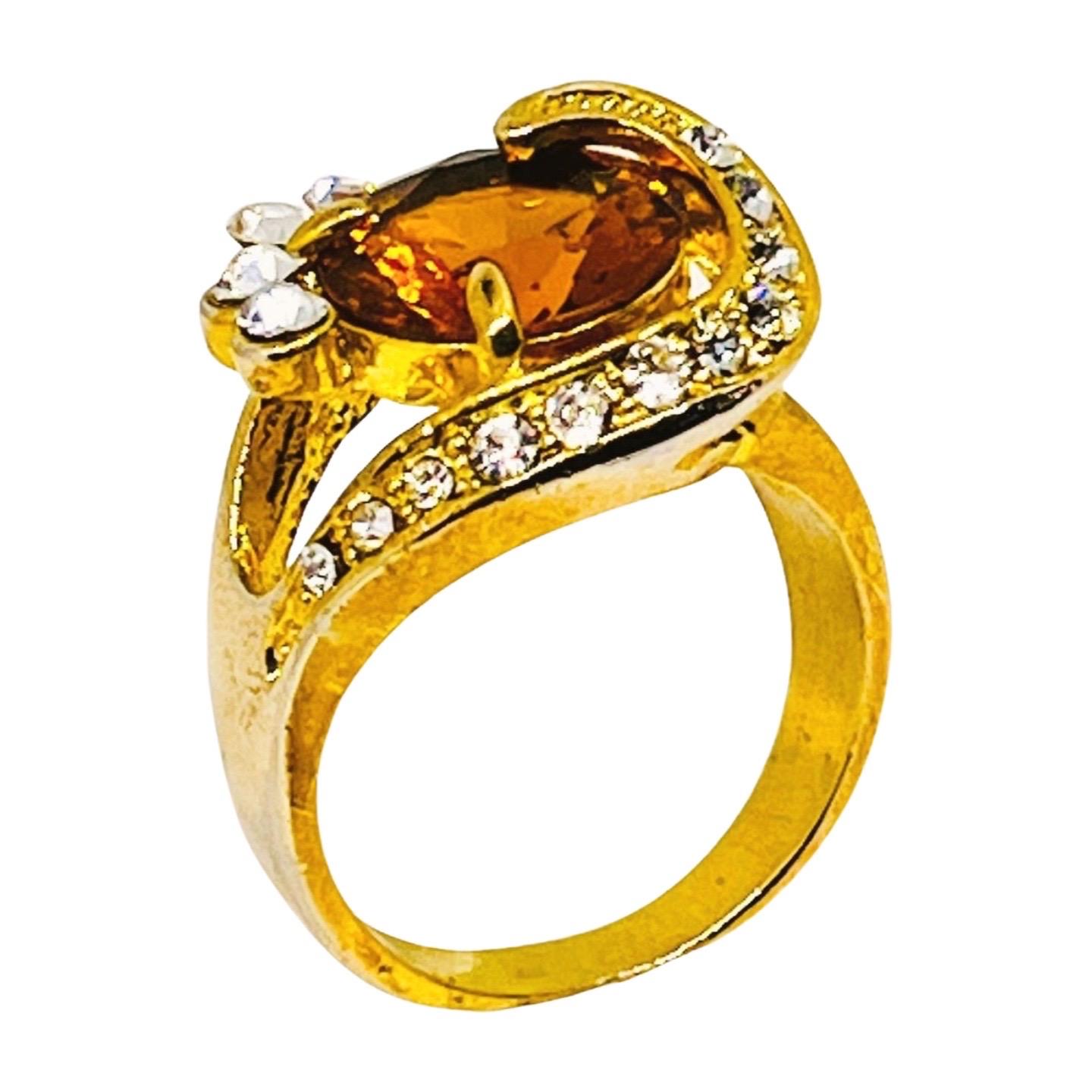 CZ und Citrin Honig Glas Aussage Ring, himmlischen Design, Größe 10,25 im Angebot 6