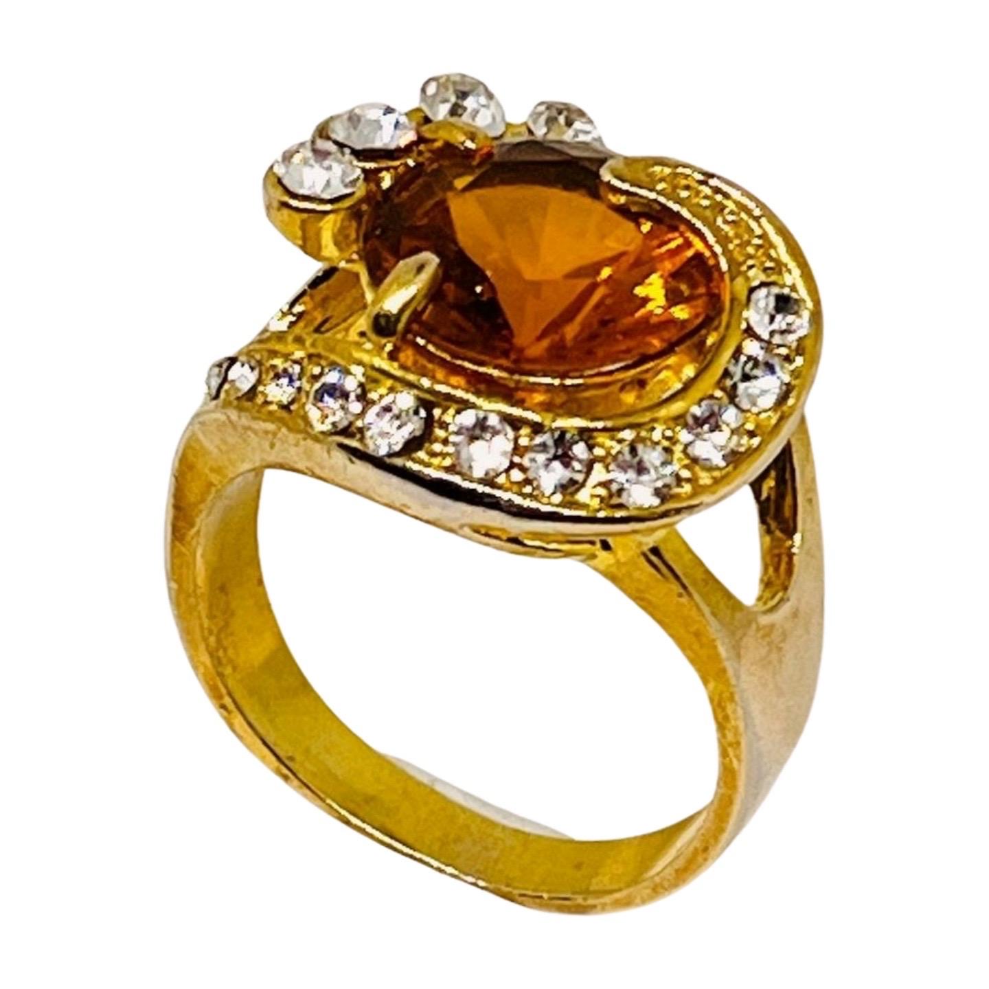 CZ und Citrin Honig Glas Aussage Ring, himmlischen Design, Größe 10,25 im Angebot 7