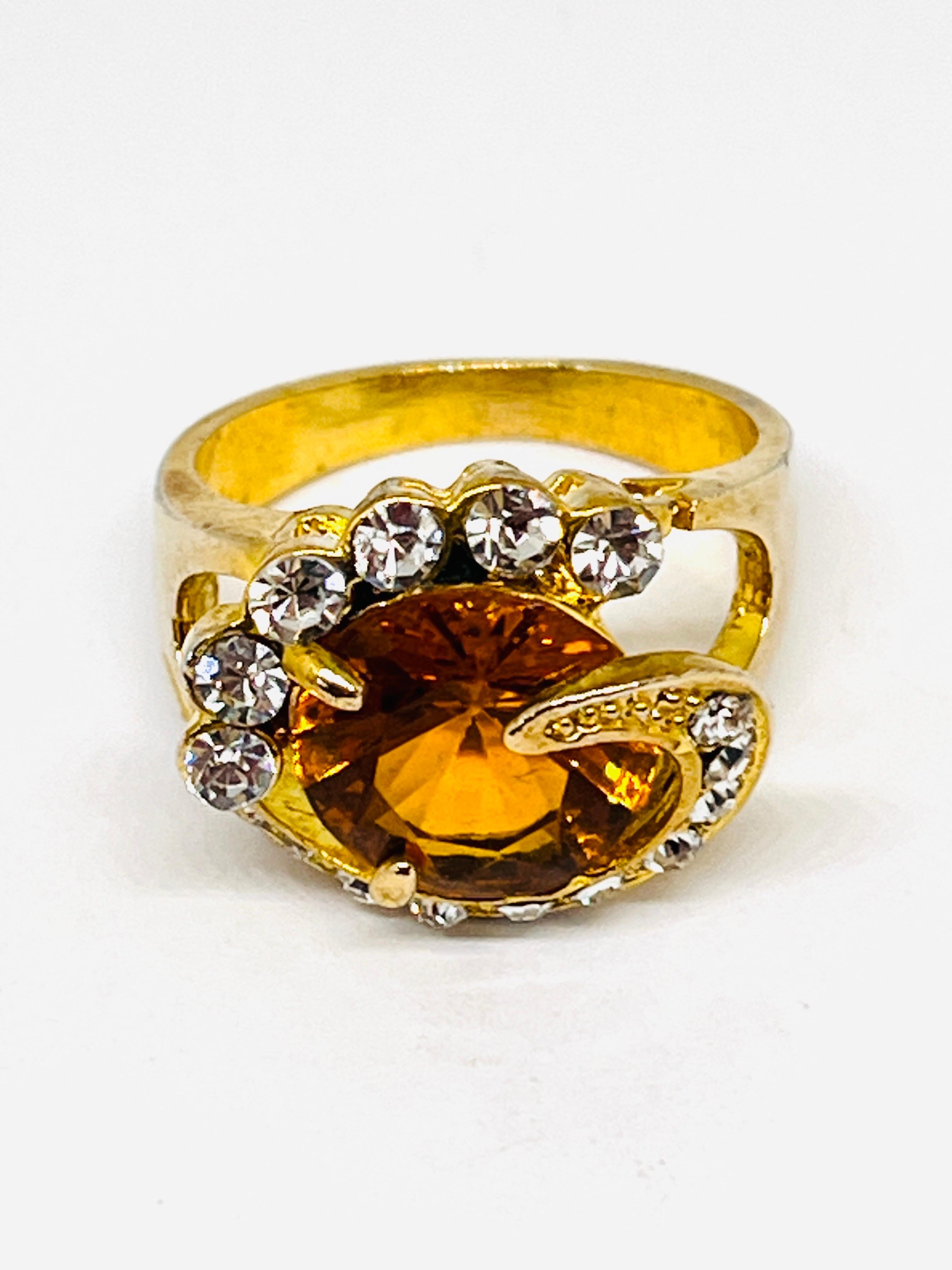 CZ und Citrin Honig Glas Aussage Ring, himmlischen Design, Größe 10,25 im Angebot 12