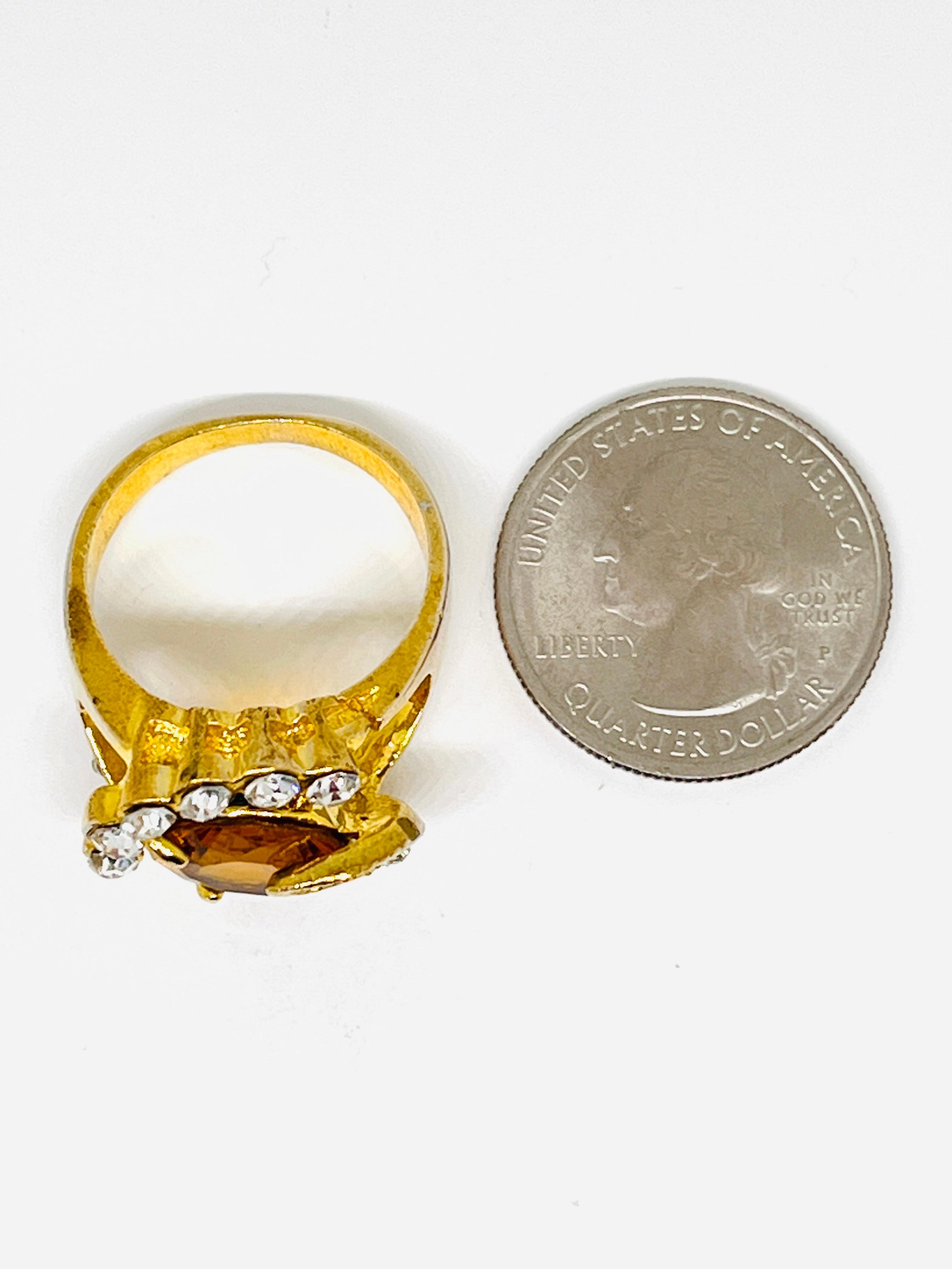 CZ und Citrin Honig Glas Aussage Ring, himmlischen Design, Größe 10,25 im Angebot 14