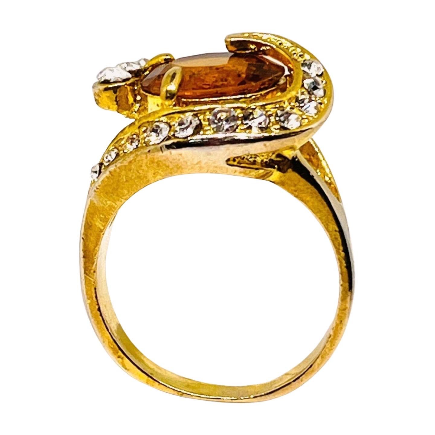 CZ und Citrin Honig Glas Aussage Ring, himmlischen Design, Größe 10,25 (Zeitgenössisch) im Angebot