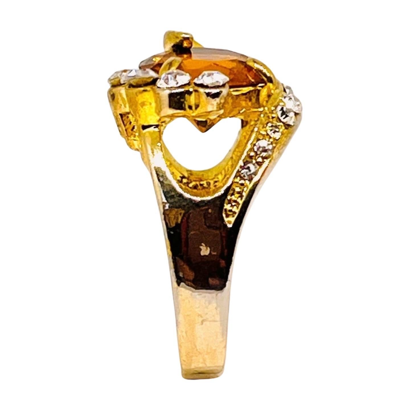 CZ und Citrin Honig Glas Aussage Ring, himmlischen Design, Größe 10,25 für Damen oder Herren im Angebot